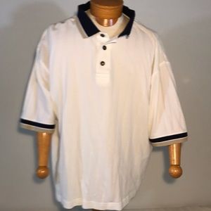 Sz 3XL Men’s White Knit Short Sleeve Polo Shirt